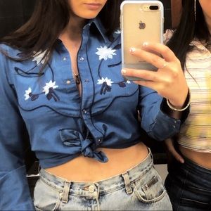 Vintage 70s style collared denim button down